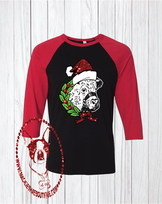 Christmas Cow Custom Shirt, 3/4 Sleeve