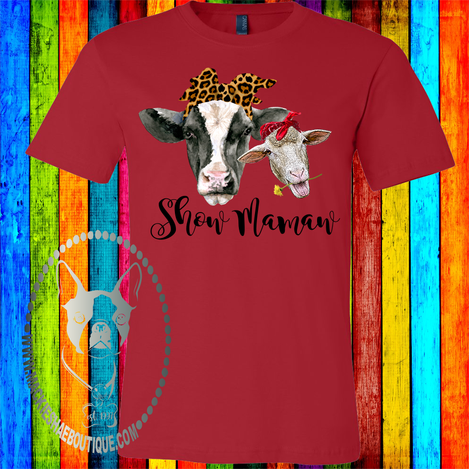 Show Mom (Aunt, Grandma, Anything!) Cow and Sheep Custom Shirt, Soft Short Sleeve