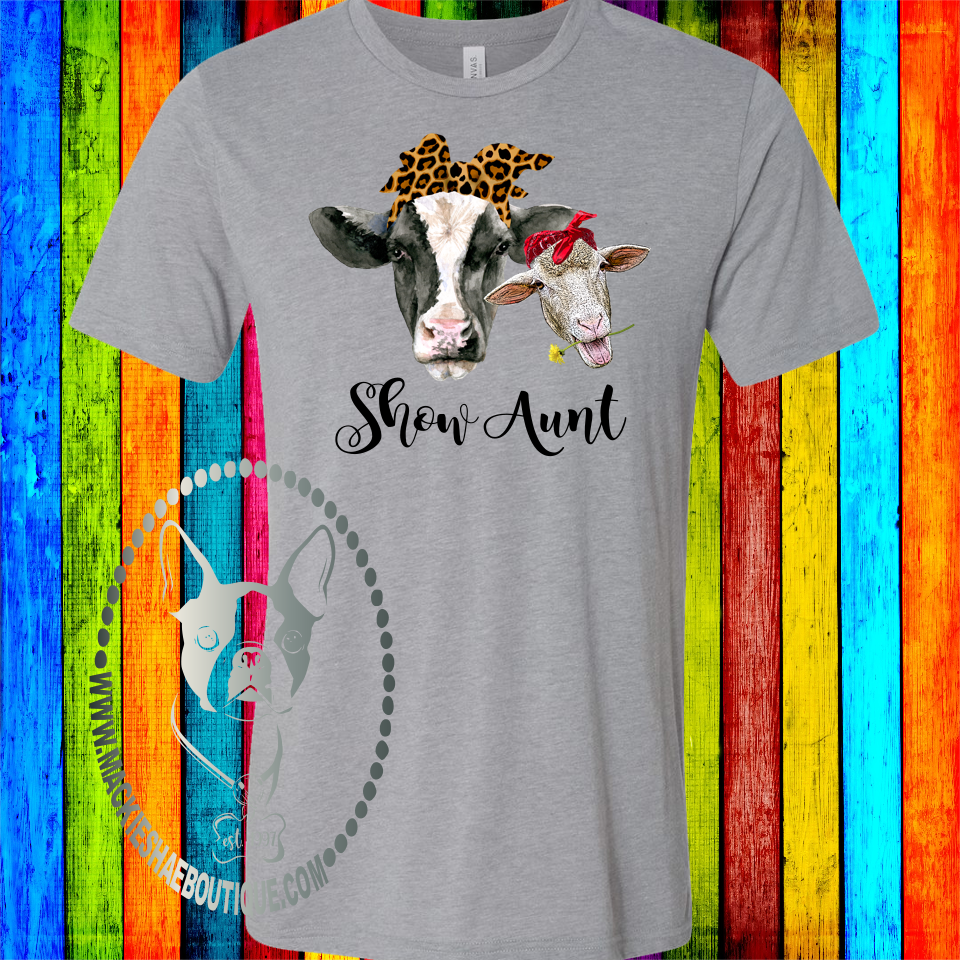 Show Mom (Aunt, Grandma, Anything!) Cow and Sheep Custom Shirt, Soft Short Sleeve
