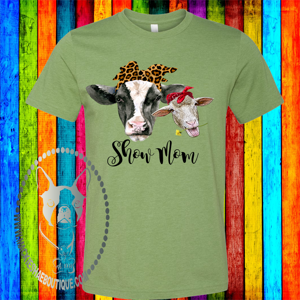 Show Mom (Aunt, Grandma, Anything!) Cow and Sheep Custom Shirt, Soft Short Sleeve