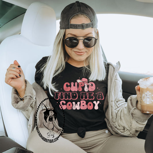 Cupid Find Me A Cowboy Custom Shirt, Soft Short Sleeve for Women (crew or vneck)