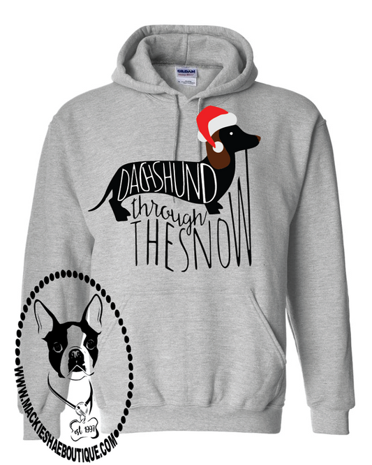 Dachshund Through The Snow Custom Shirt for Kids, Heavy Hoodie