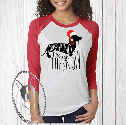 Dachshund Through the Snow Custom Shirt, 3/4 Sleeve