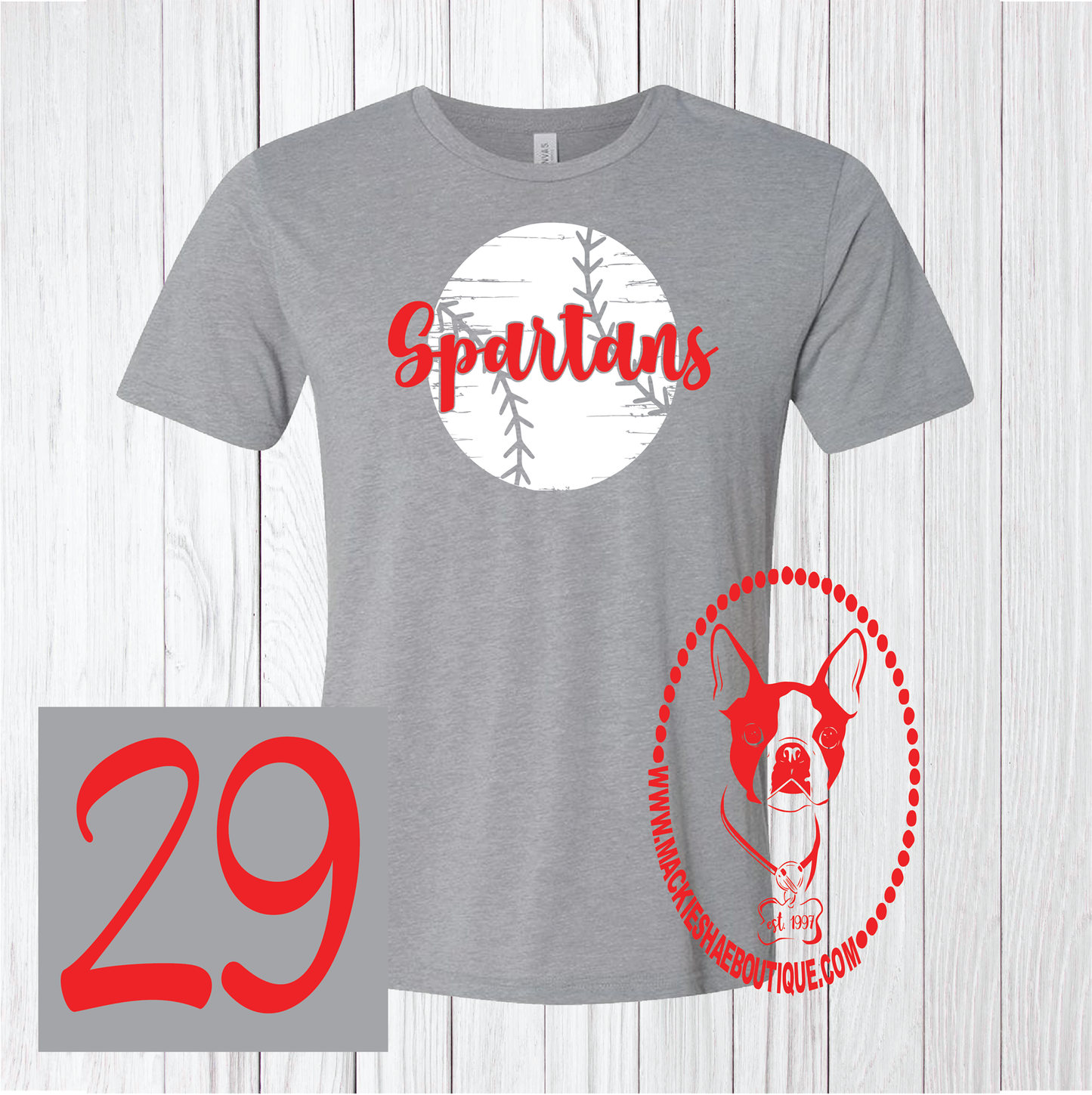 Spartans Personalized Distressed Baseball Custom Shirt, Short Sleeve (Get Any Team)