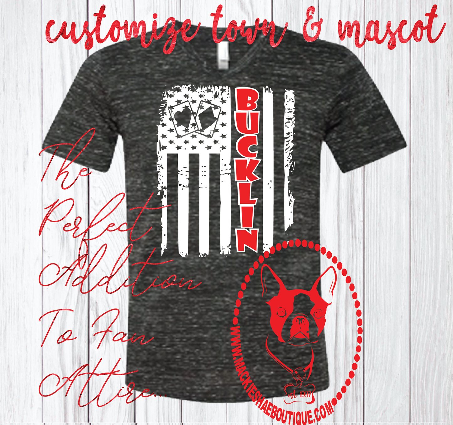 Bucklin Aces and Deuces Distressed Flag Custom Shirt (Get Any Team), Short Sleeve