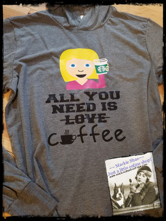 Emoji Coffee Girl Custom Shirt, Light Weight Hoodie