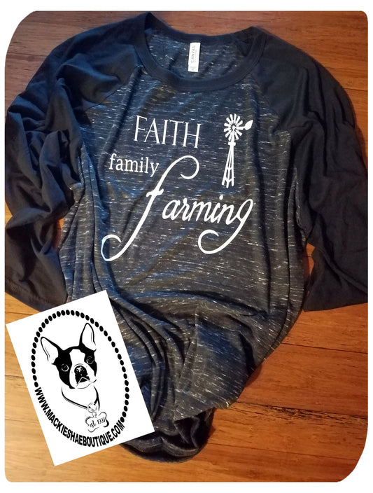Faith Family Farming Custom Shirt, 3/4 Sleeve