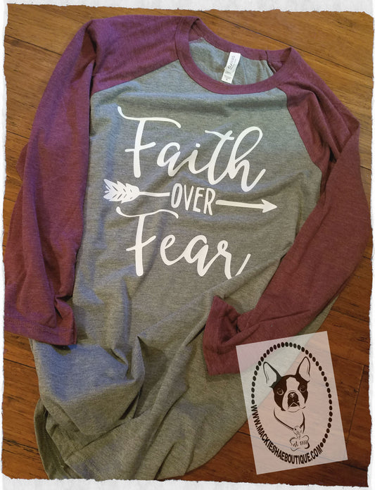 Faith Over Fear Arrow Custom Shirt, 3/4 Sleeve