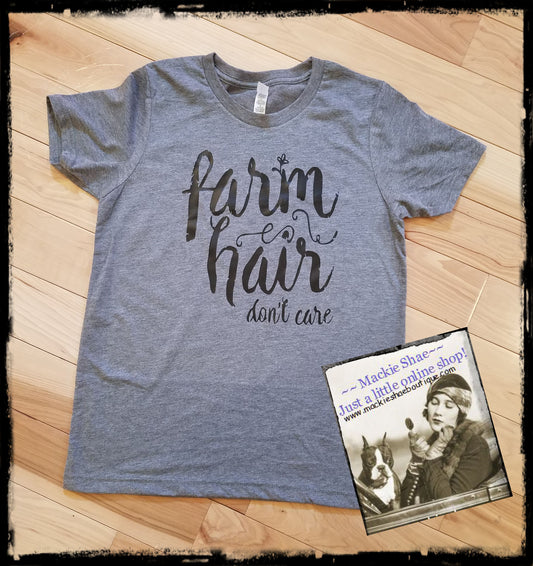 Farm Hair... Don't Care Custom Shirt for Kids, Short-Sleeve