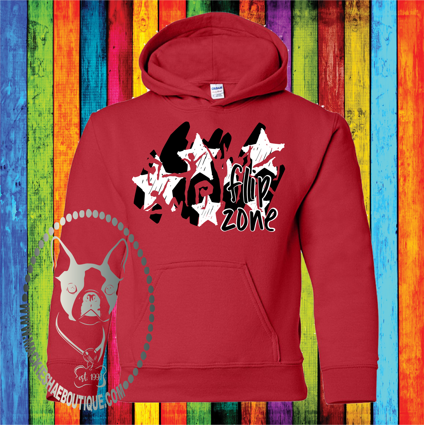 Flip Zone Gymnastics Star Design Custom Shirt for Kids, Heavy Blend Hoodie