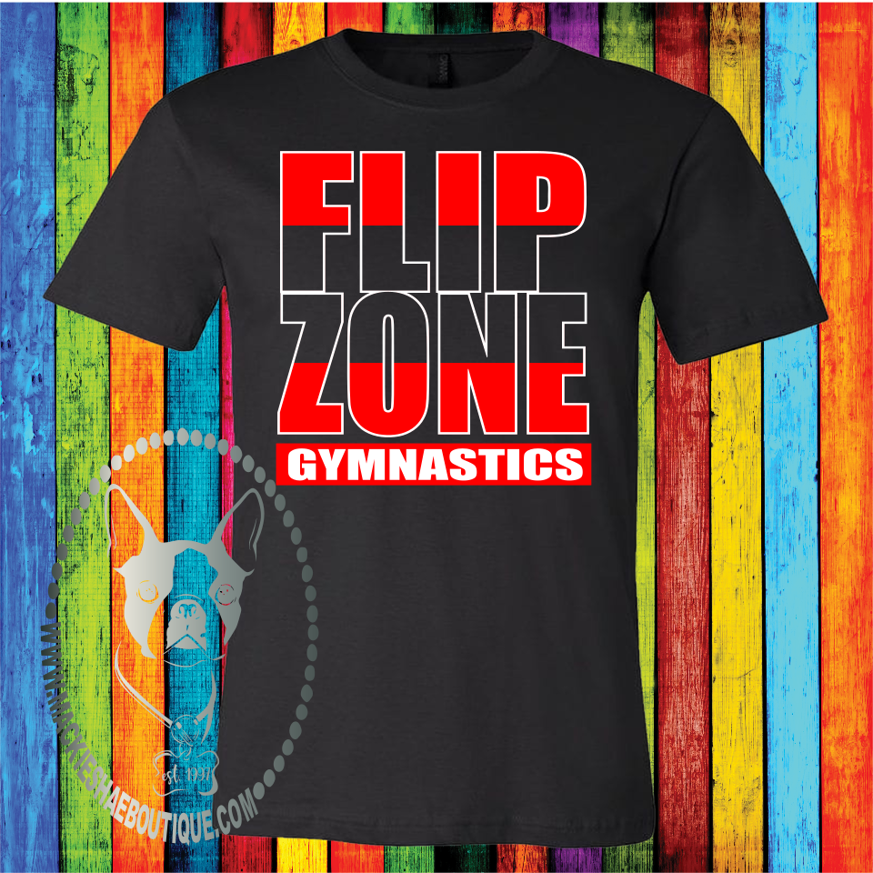 Flip Zone Gymnastics Bold Custom Shirt, Soft Short-Sleeve for Youth and Adult