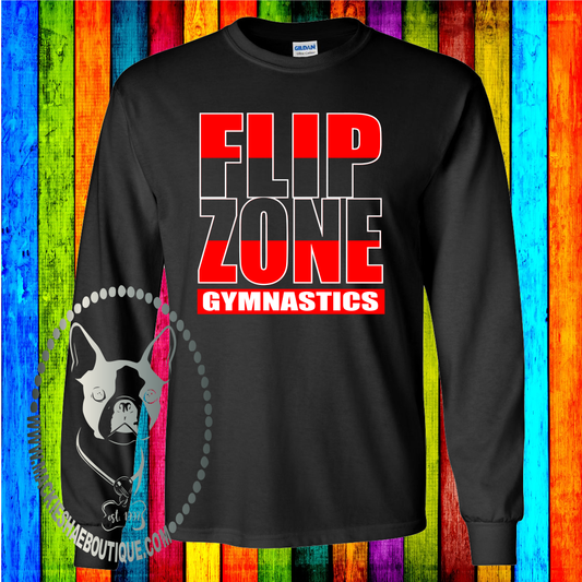 Flip Zone Gymnastics Bold Custom Shirt, Long Sleeve Tee for Adult