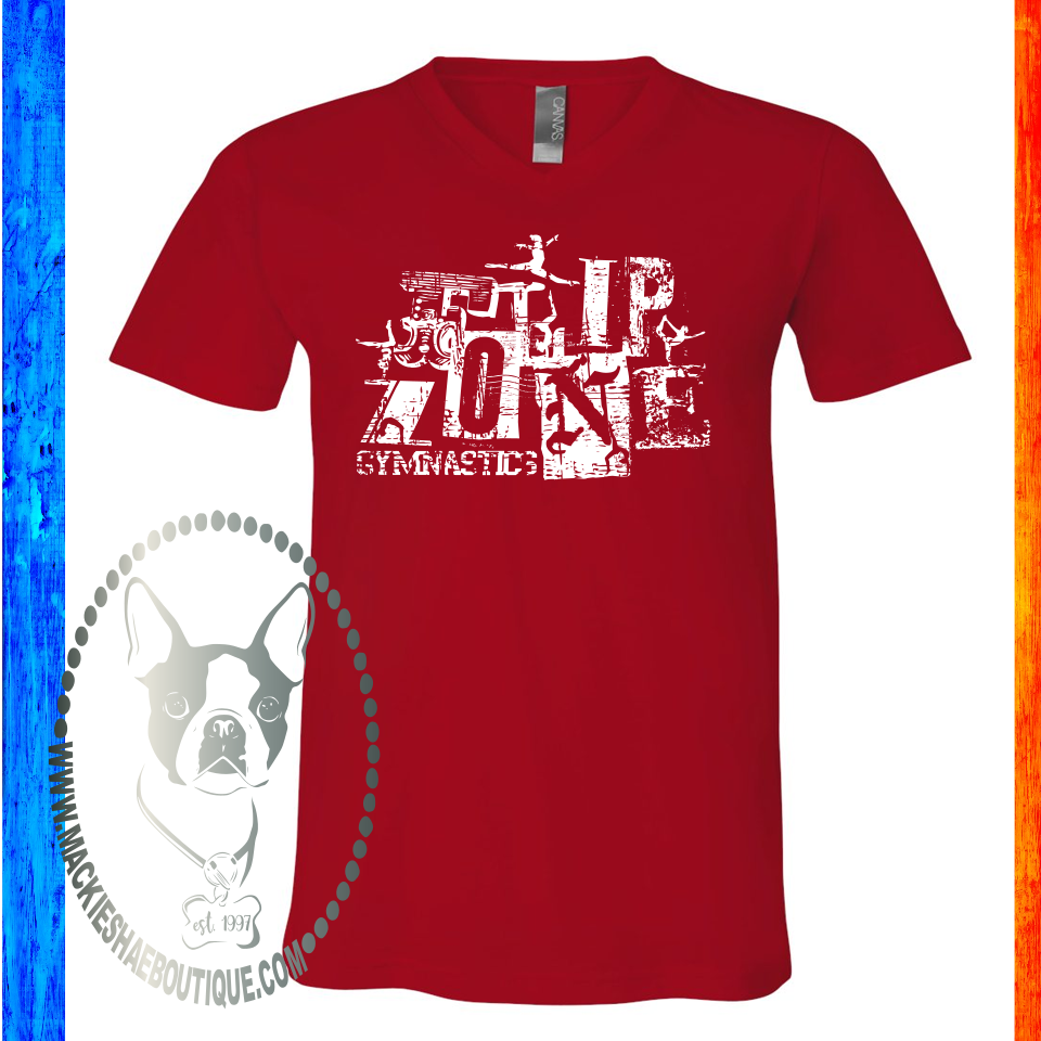 Flip Zone Gymnastics Vintage Team Design Custom Shirt for Kids & Adults, Soft Short Sleeve (Vneck and Crewneck)