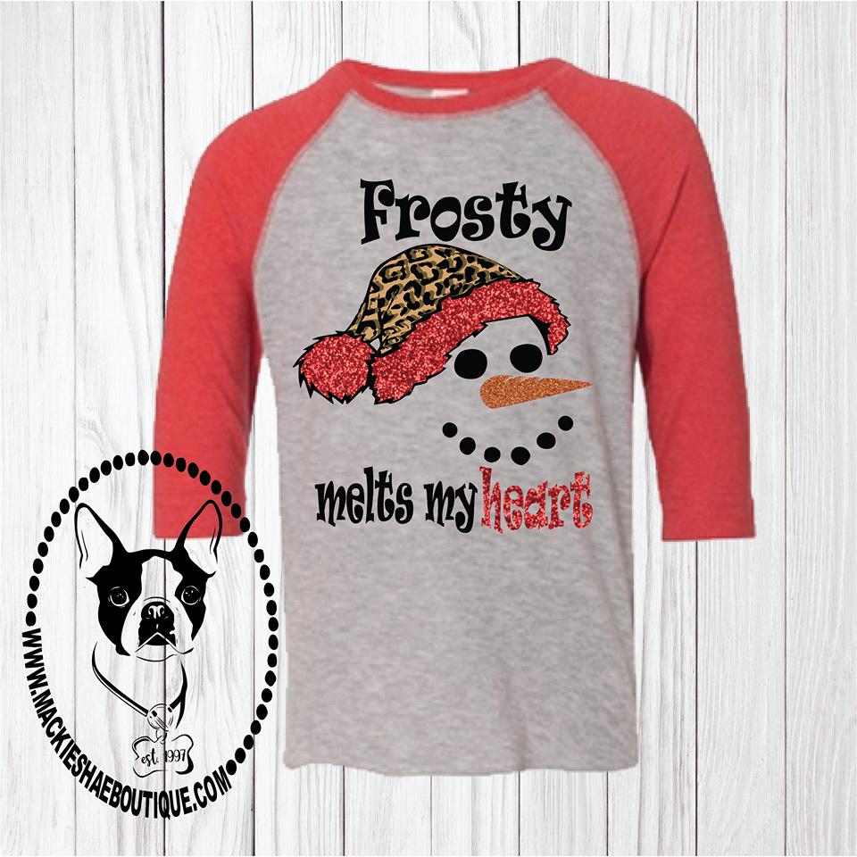 Frosty Makes My Heart Melt Custom Shirt for Kids, Soft 3/4 Sleeve