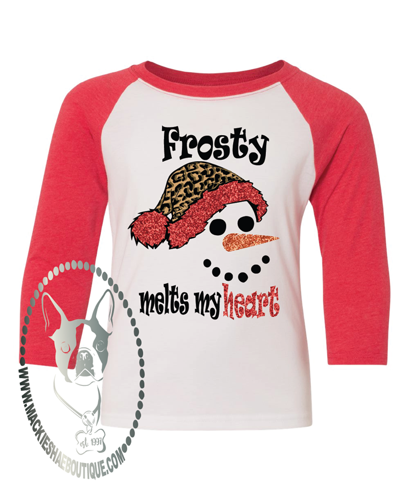 Frosty Makes My Heart Melt Custom Shirt for Kids, Soft 3/4 Sleeve