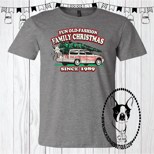 Fun Old Fashion Family Christmas Custom Shirt, Soft Short Sleeve Tee