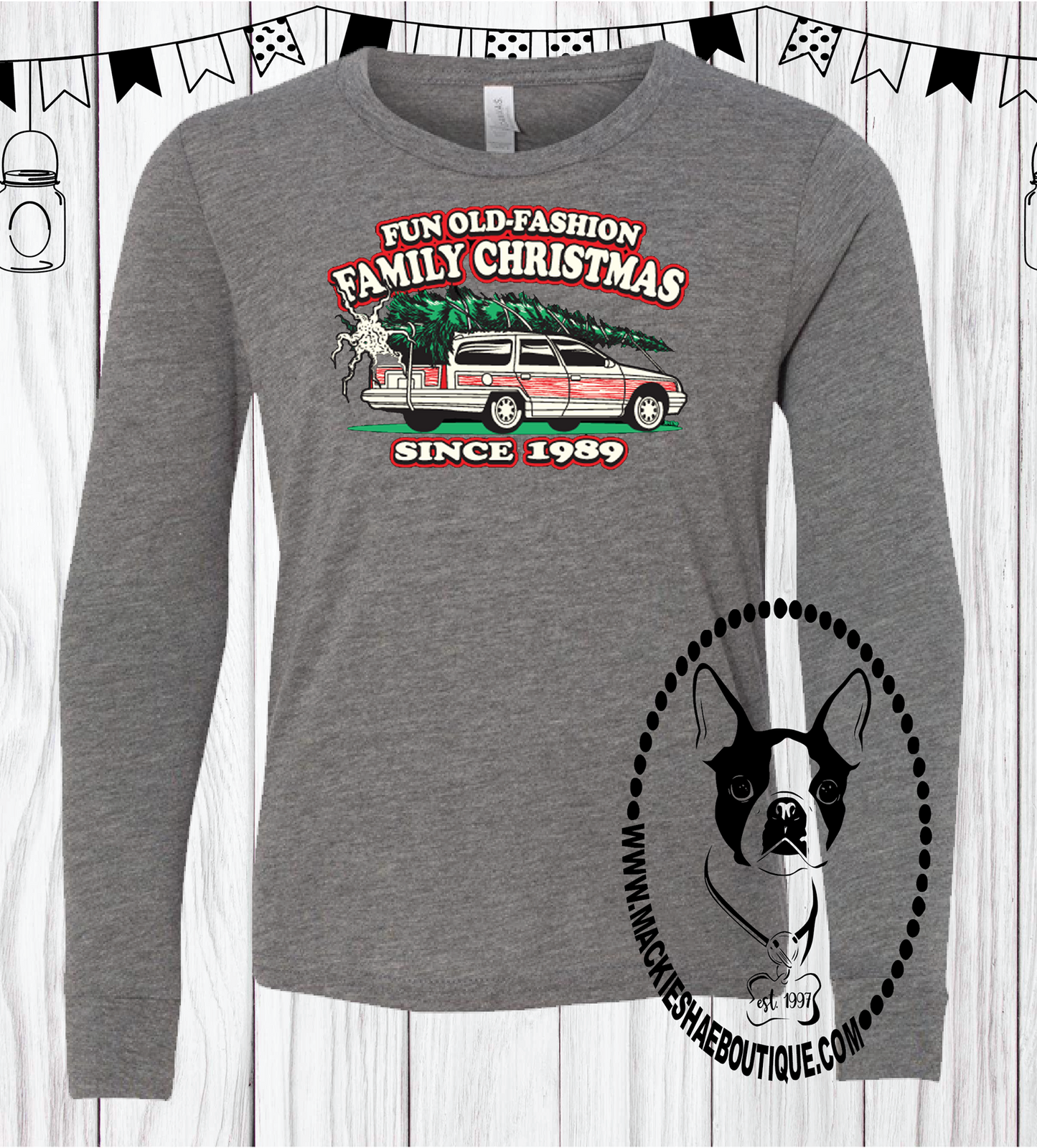 Fun Old Fashion Family Christmas Custom Shirt for Kids, Soft Long Sleeve Tee