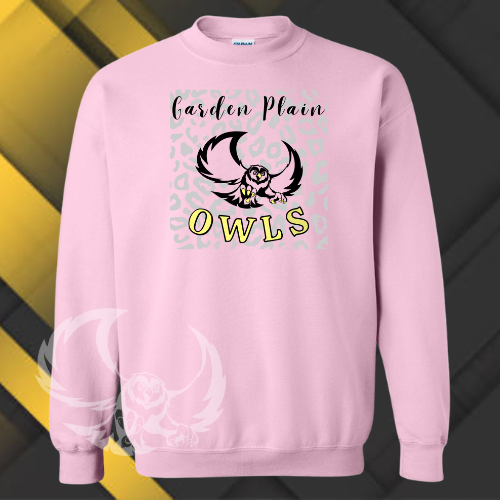 Garden Plain Owls Leopard Crewneck Sweatshirt for Youth and Adults (2 Color Options)