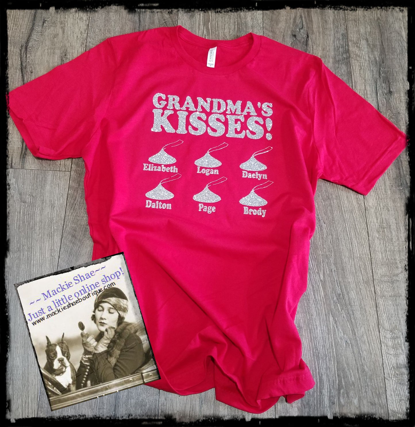 Grandma's Kisses! Personalized Custom Shirt (Meemaw, Granny, Etc), Short Sleeve