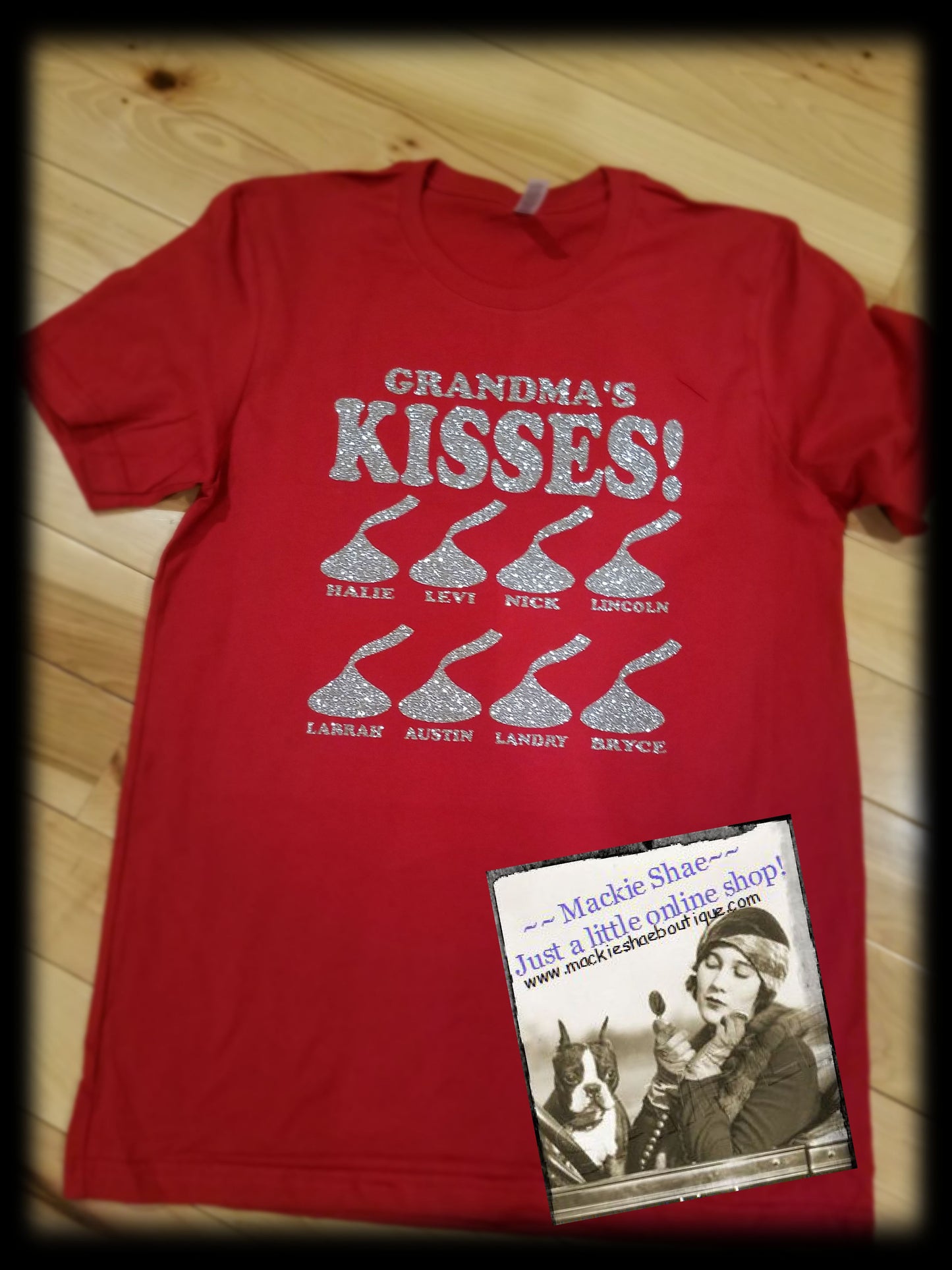 Grandma's Kisses! Personalized Custom Shirt (Meemaw, Granny, Etc), Short Sleeve