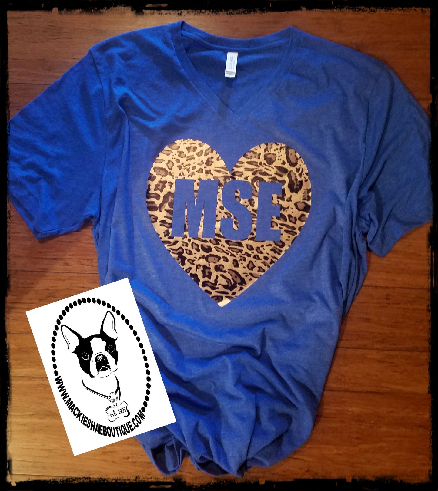 MSE Leopard Metallic Heart Custom Shirt, Short-Sleeve