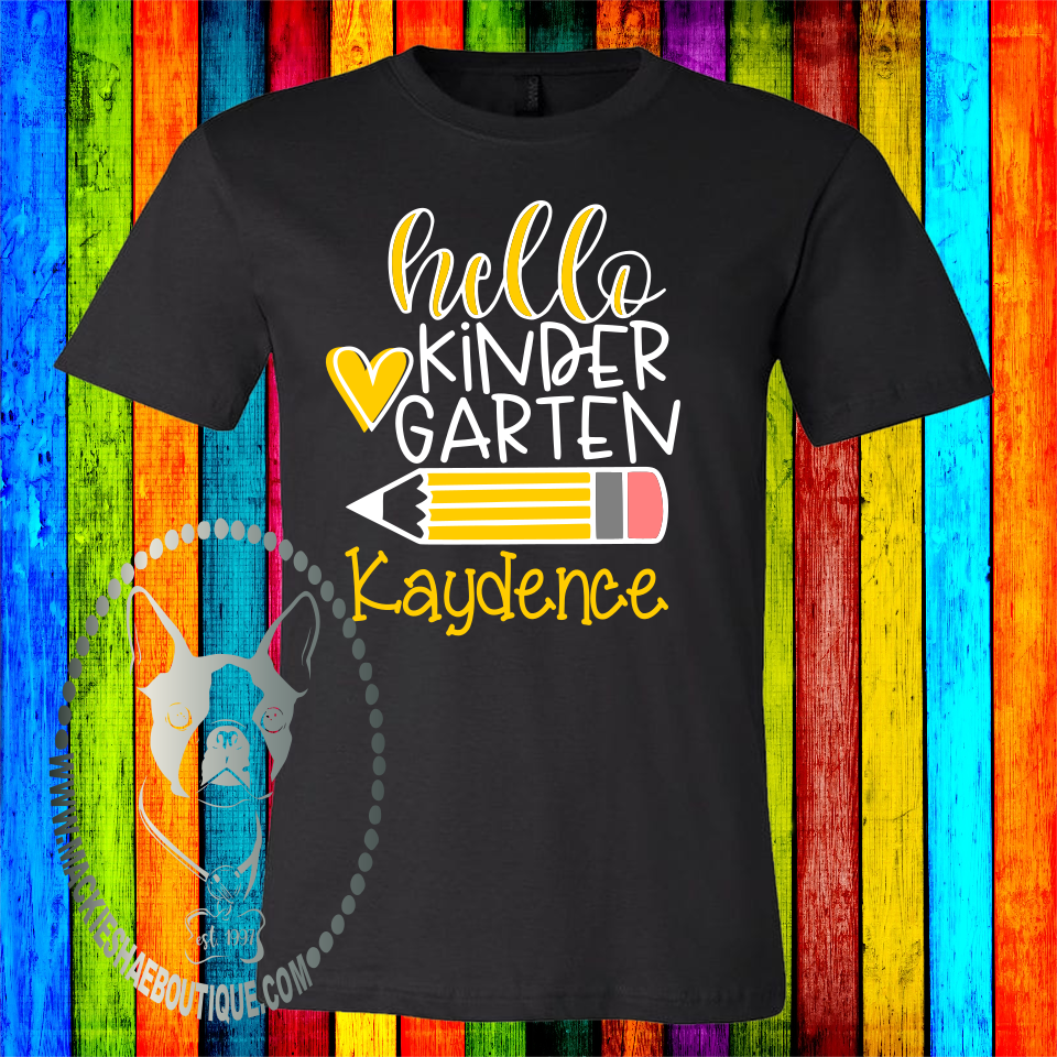 Hello...  Grade Pencil Personalized Custom Shirt for Kids, Short Sleeve