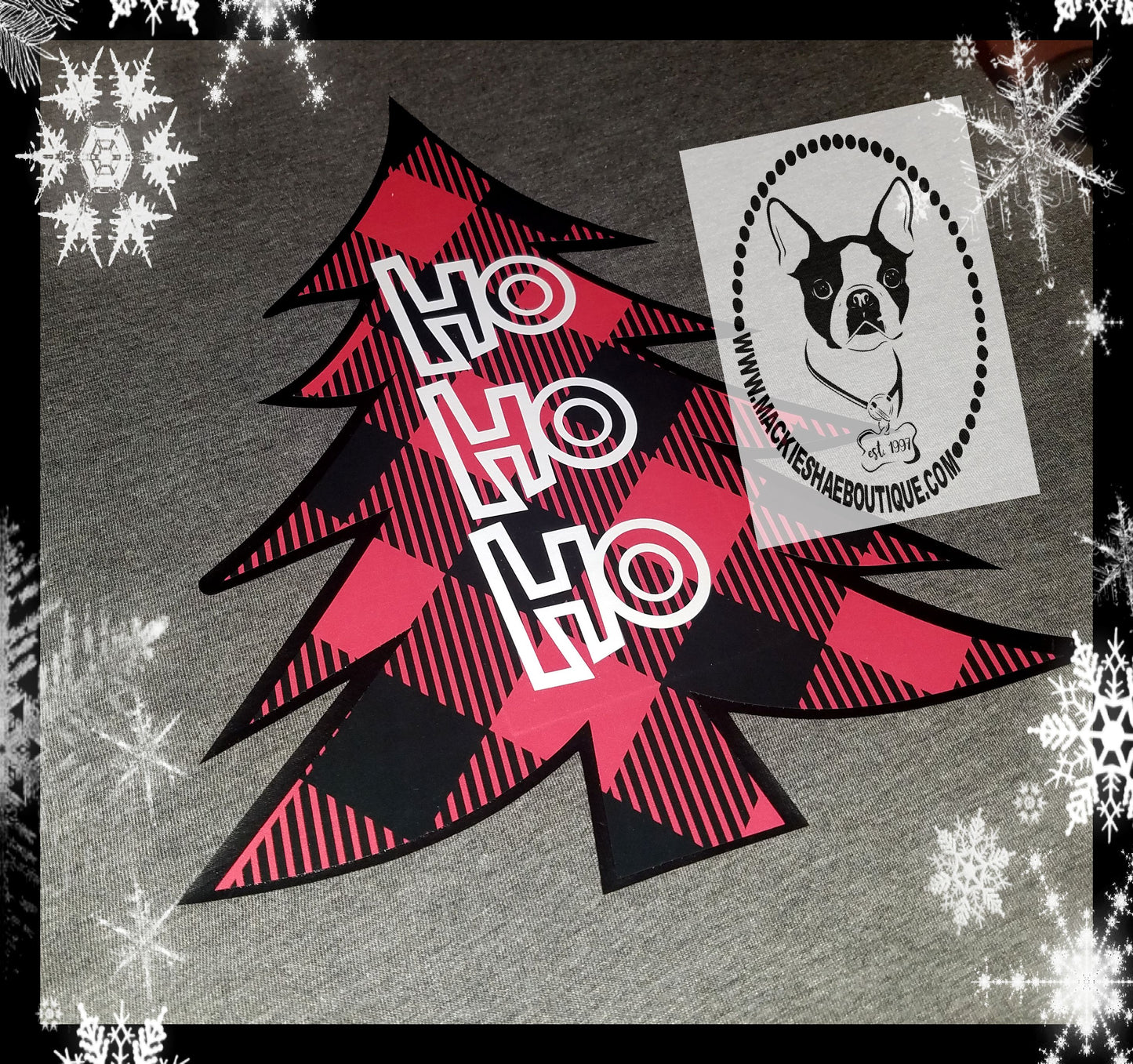 Ho Ho Ho Buffalo Plaid Christmas Tree Custom Shirt, Short-Sleeve
