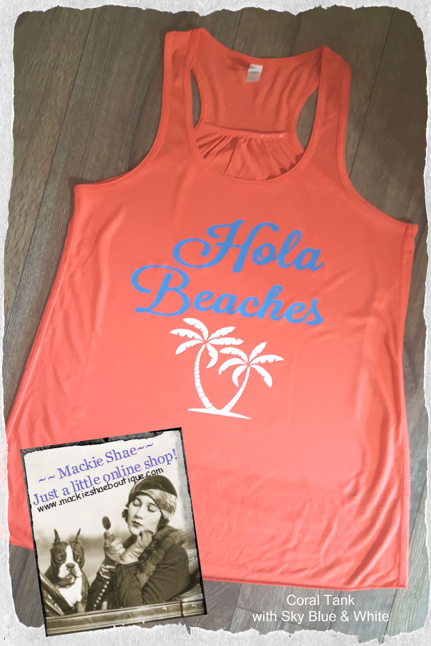 Hola Beaches Palm Tree Custom Shirt, Razerback Tank
