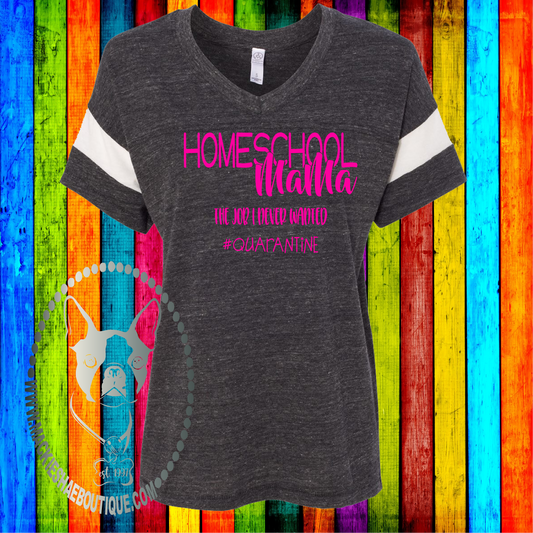 Homeschool Mama, The Job I Never Wanted Custom Shirt, Women's Eco-Jersey Powder Puff V-Neck Tee