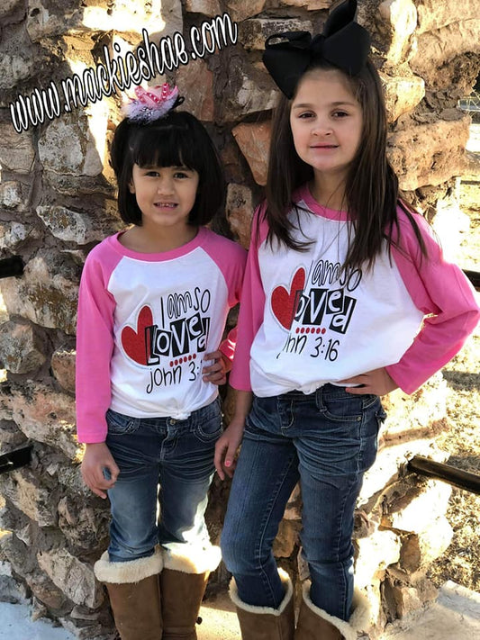 I Am So Loved John 3:16 Custom Shirt for Kids, 3/4 Sleeve