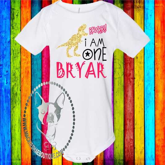 Rawr! I am One Dinosaur Birthday Custom Shirt for Kids, Soft One Piece