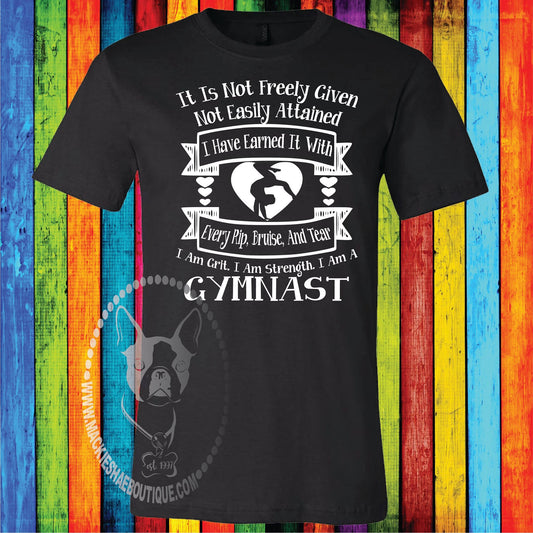 It is Not Freely Given Not Easily Attained Gymnast Custom Shirt for Kids, Short Sleeve
