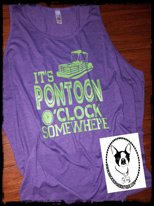 It's Pontoon O'Clock Somewhere Custom Shirt, Soft Tank