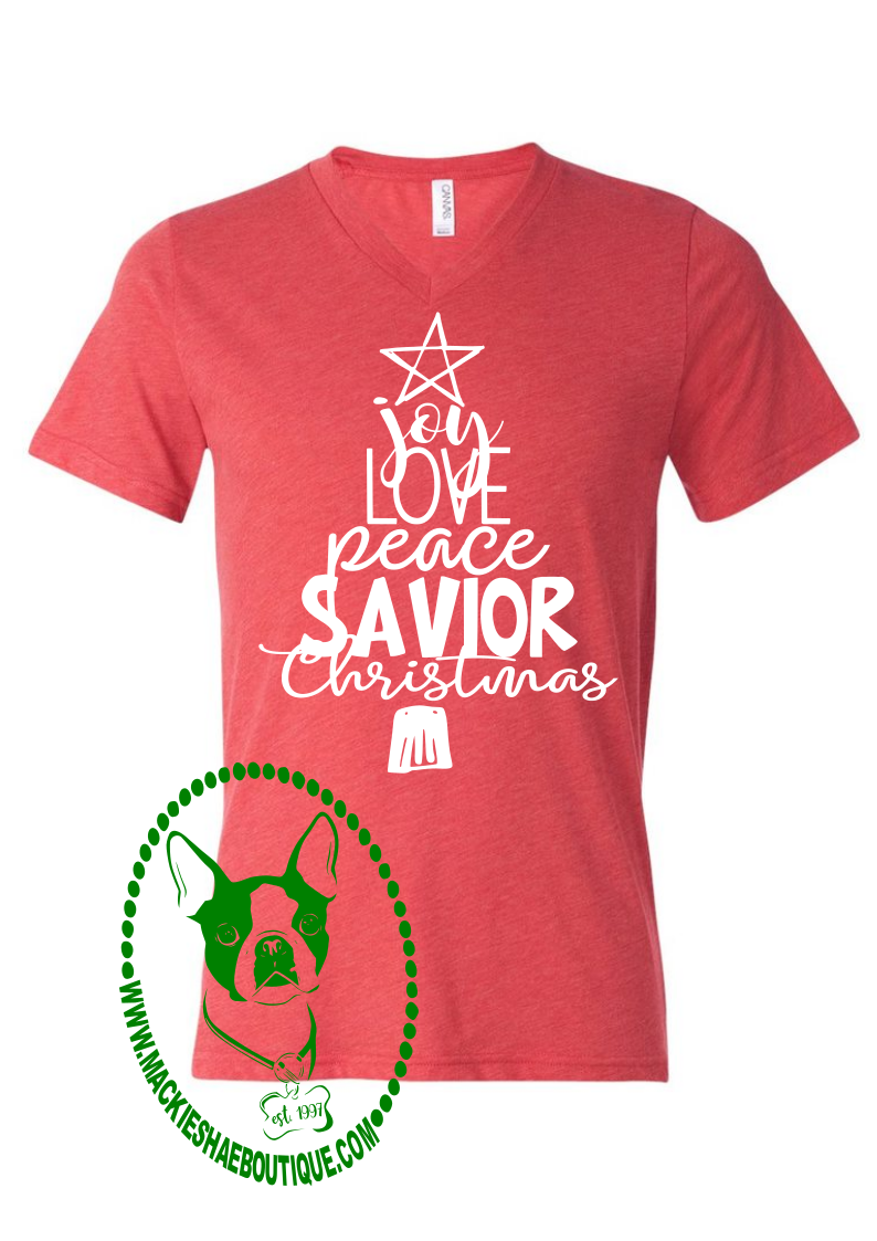 Joy Love Peace Savior Christmas Custom Shirt, Soft Short Sleeve