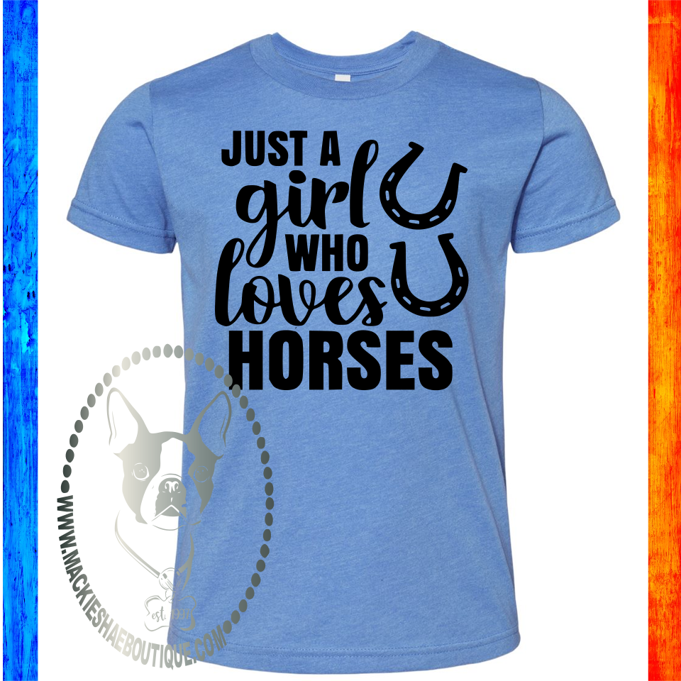 Just a Girl Who Loves Horses Custom Shirt for Kids and Adults, Soft Short Sleeve