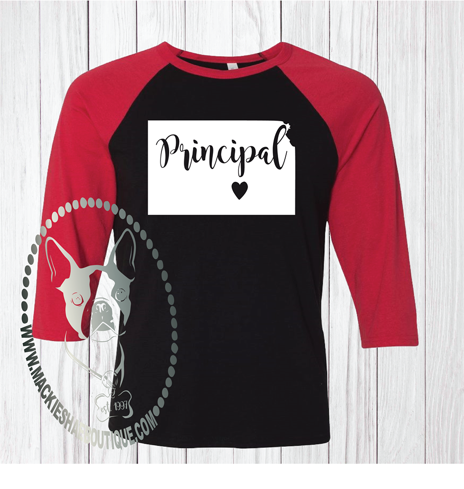 Kansas Principal Custom Shirt (Pick any state, town, and grade), 3/4 Sleeve