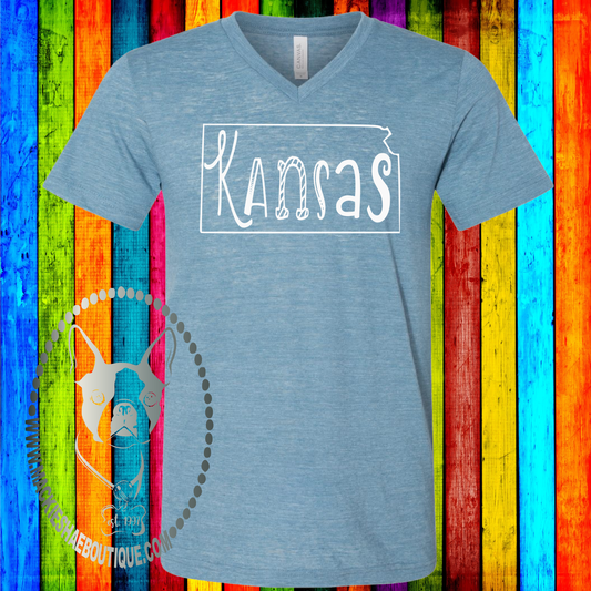 The State of Kansas (Get any State) Fun Custom Shirt, Soft Short Sleeve