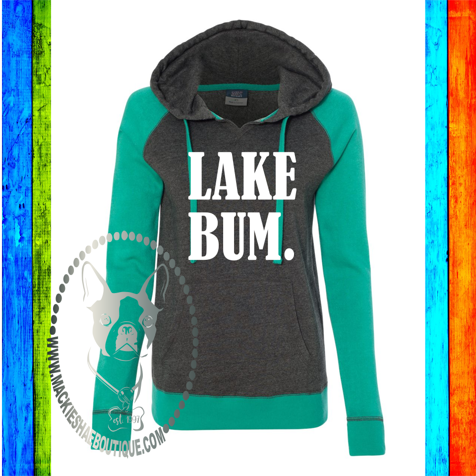 Lake Bum Custom Shirt, Women’s Raglan Hooded Sweatshirt