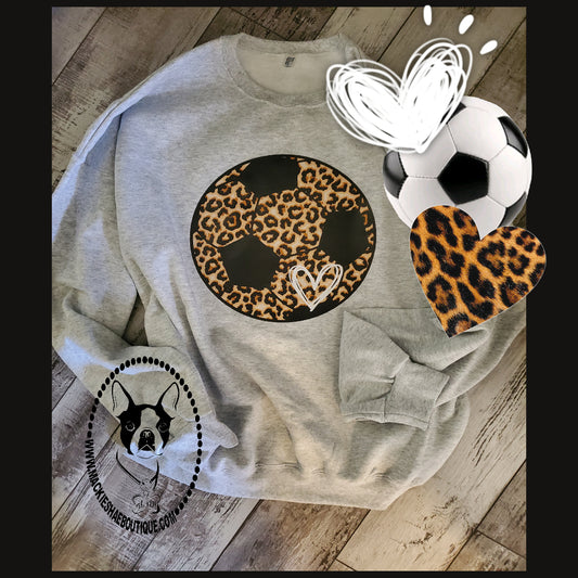 Leopard Soccer Custom Shirt, Crewneck Sweatshirt