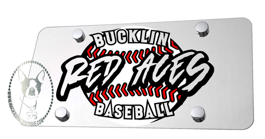 Bucklin Red Aces Baseball Custom License Plate (Chrome)