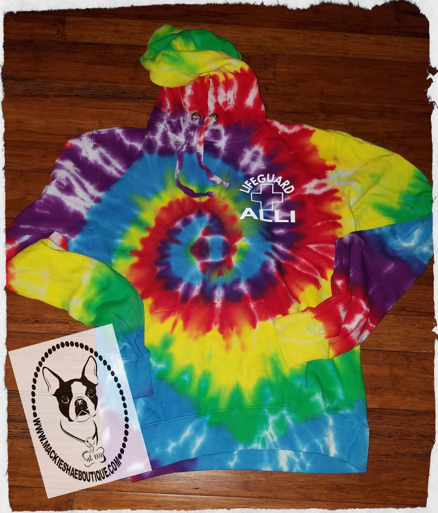 Lifeguard Personalized Tie Dye Custom Shirt, Multi-Color Spiral Pullover Hooded Sweatshirt
