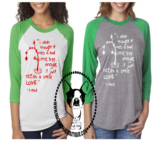 Linus Christmas Tree Custom Shirt, 3/4 Sleeve