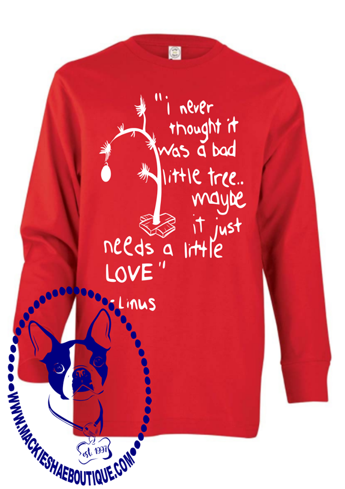 Linus Christmas Tree Custom Shirt for Kids, 3/4 Sleeve or Long-Sleeve