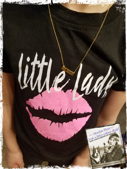 Little Lady Glitter Lips Custom Shirt for kids, Short-Sleeve