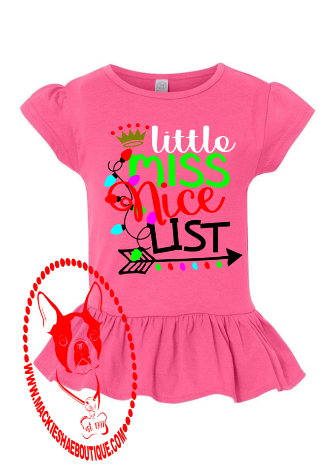 Little Miss Nice List Custom Shirt for Kids, Ruffle Tee