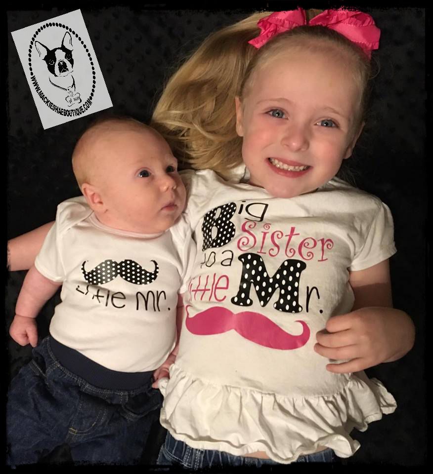 Big Sister to a Little Mr Mustache Custom Ruffle Shirt for Kids