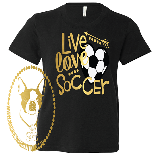 Live Love Soccer Custom Shirt for Kids, Short Sleeve