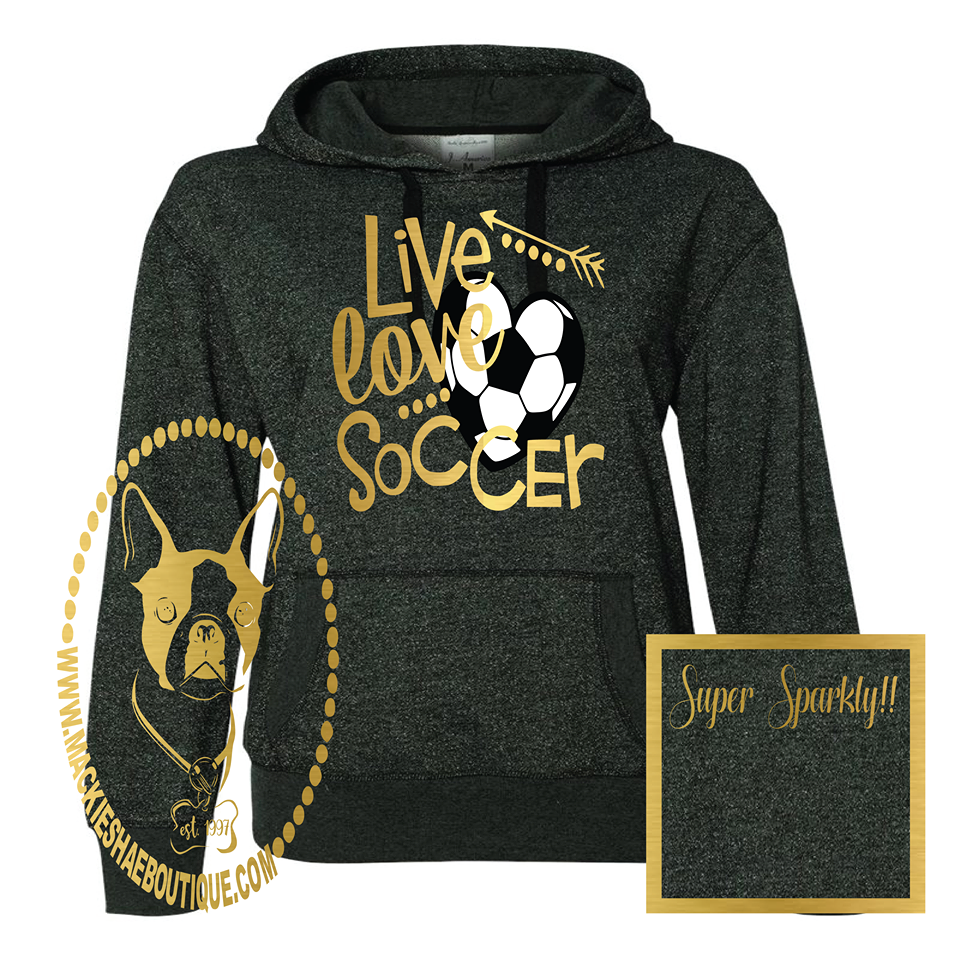 Live Love Soccer Custom Shirt for Kids, Glitter Hoodie