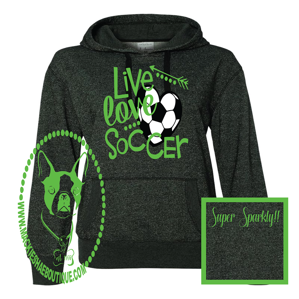 Live Love Soccer Custom Shirt for Kids, Glitter Hoodie