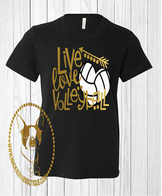 Live Love Volleyball Custom Shirt for Kids, Short-Sleeve